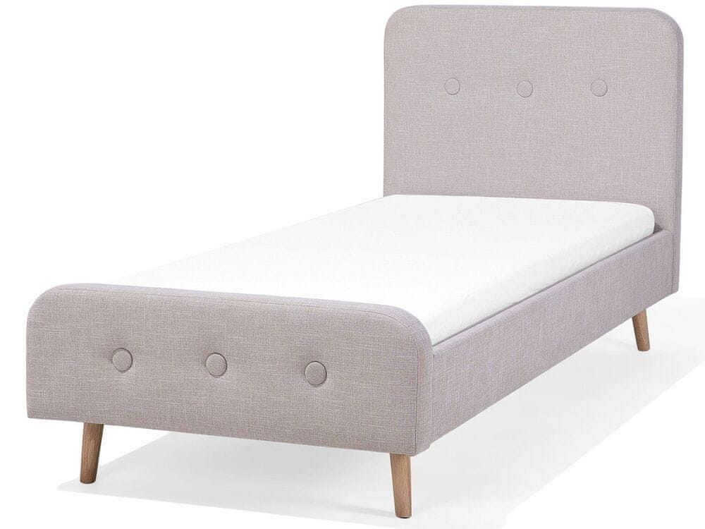 Beliani Béžová čalúnená posteľ 90 x 200 cm RENNES